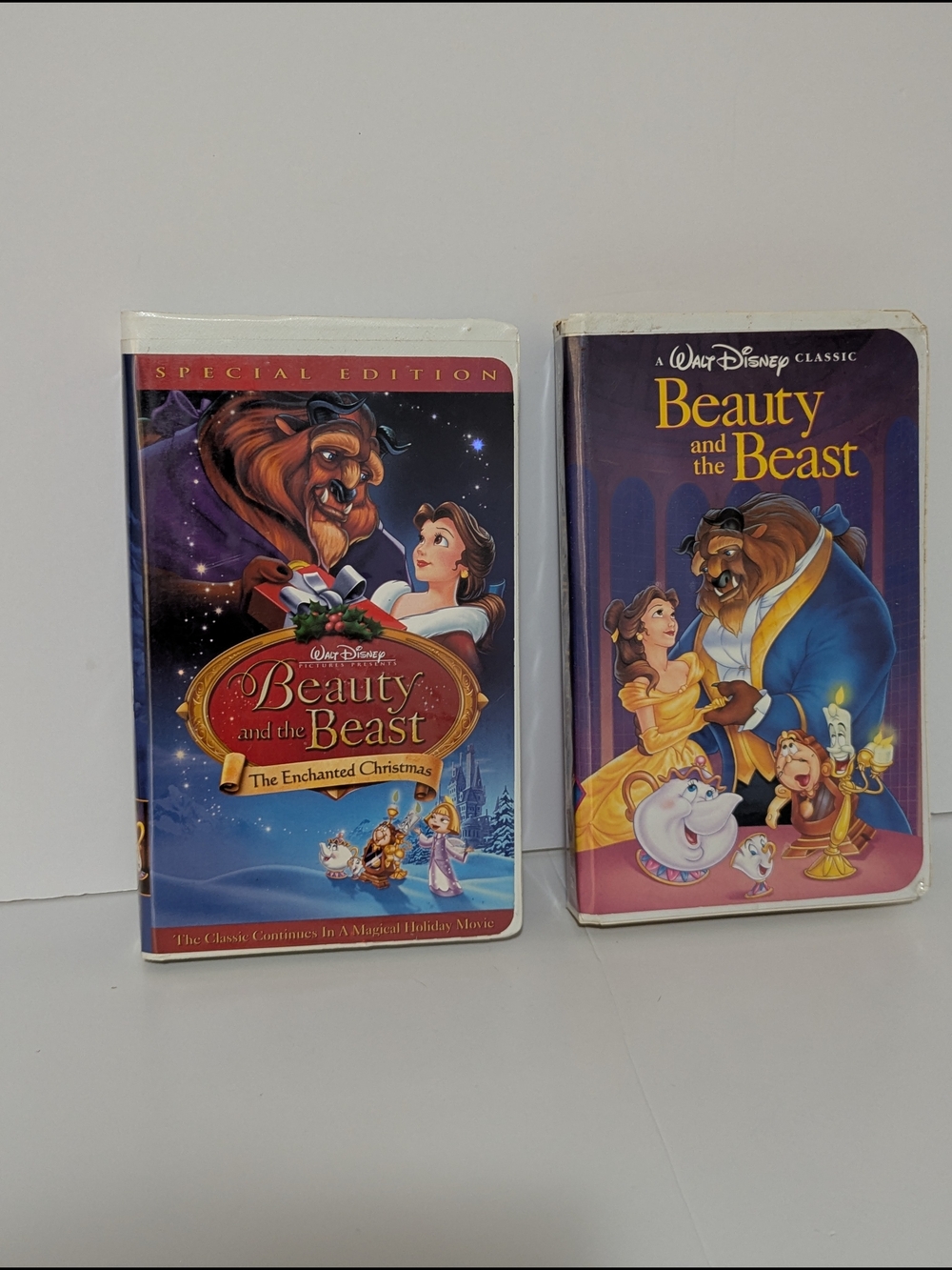 Disney Beauty and the Beast VHS Bundle Classic + Enchanted Christmas